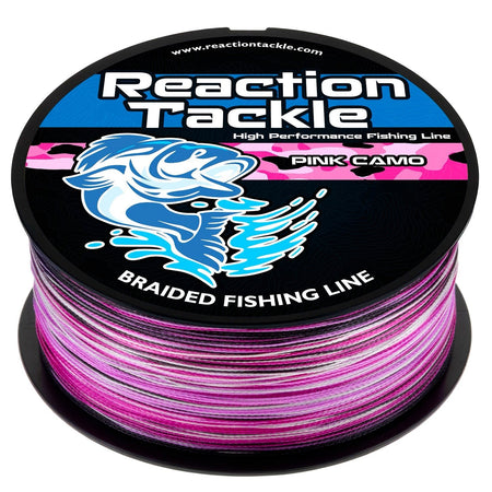 Reaction Tackle Braided Fishing Line - Pink Camo - NEW - Get Tight Gear