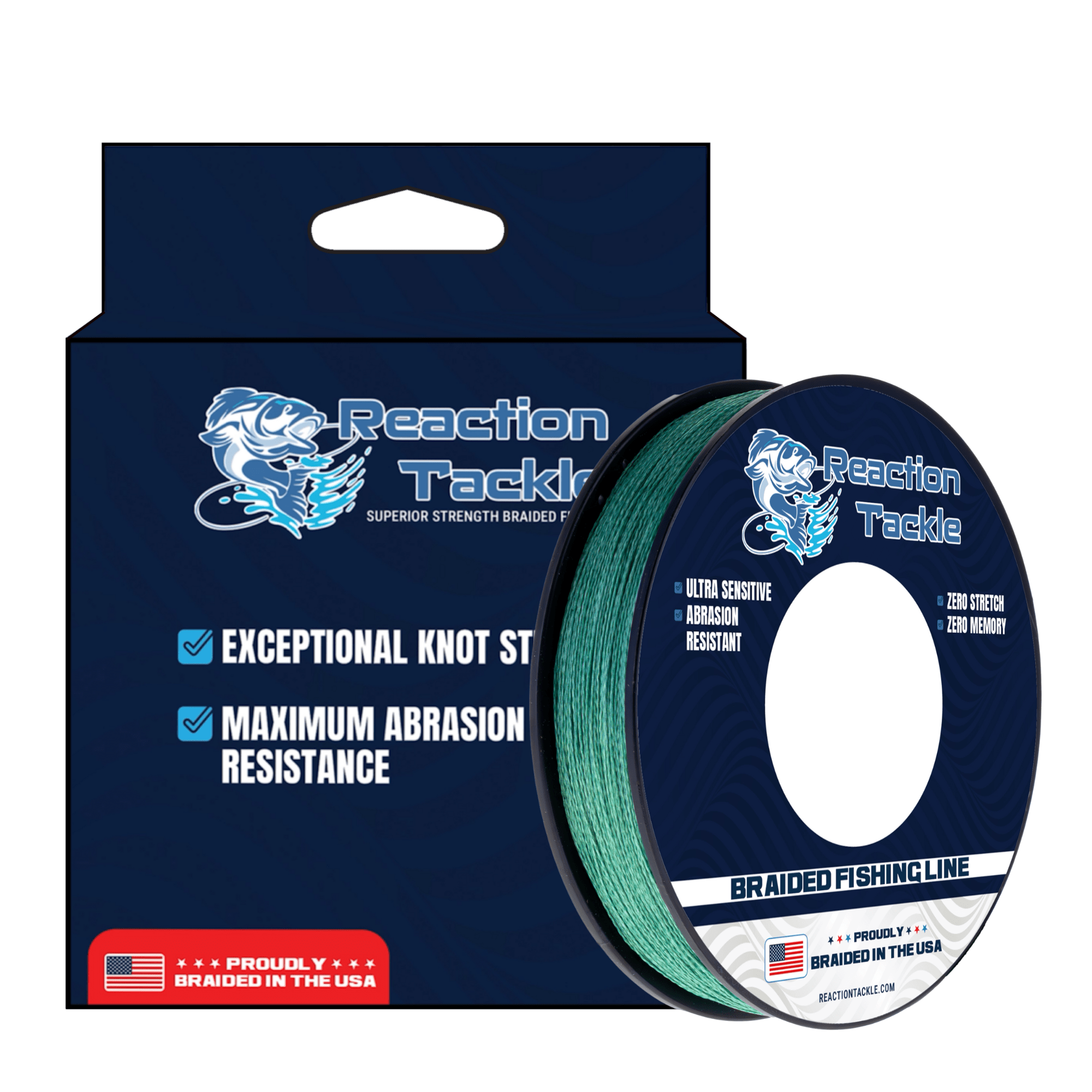 Reaction Tackle BRAIDED IN THE USA Fishing Line - 4X - NEW - Get Tight Gear