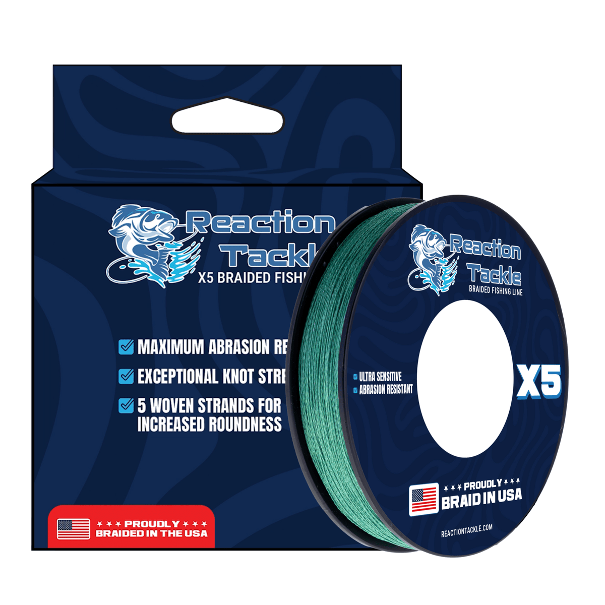 Reaction Tackle BRAIDED IN THE USA Fishing Line - 5X - NEW - Get Tight Gear
