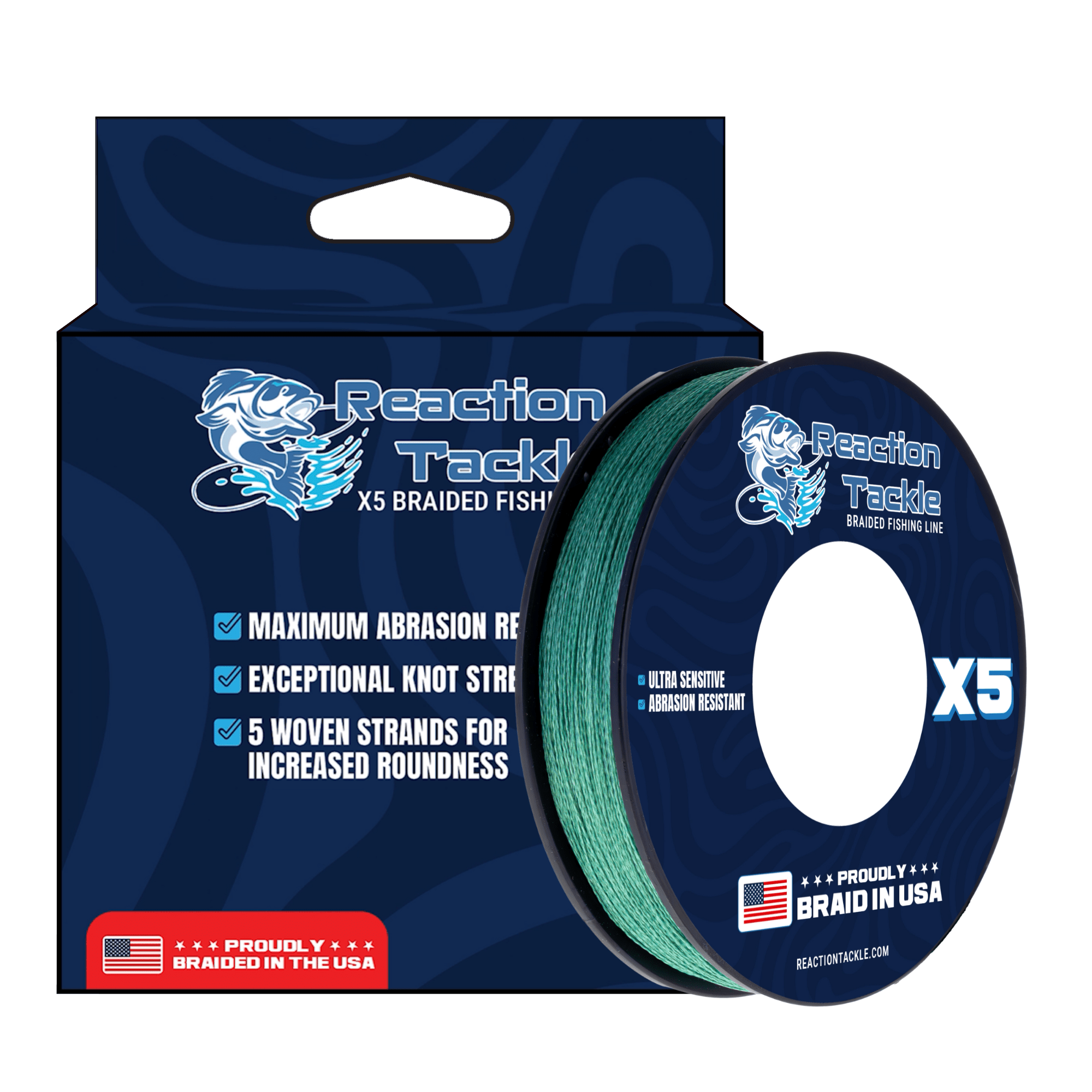 Reaction Tackle BRAIDED IN THE USA Fishing Line - 5X - NEW - Get Tight Gear
