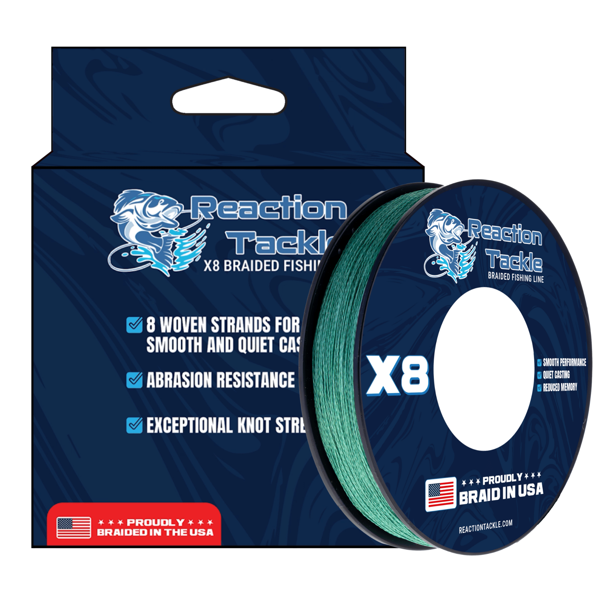 Reaction Tackle BRAIDED IN THE USA Fishing Line - 8X - NEW - Get Tight Gear