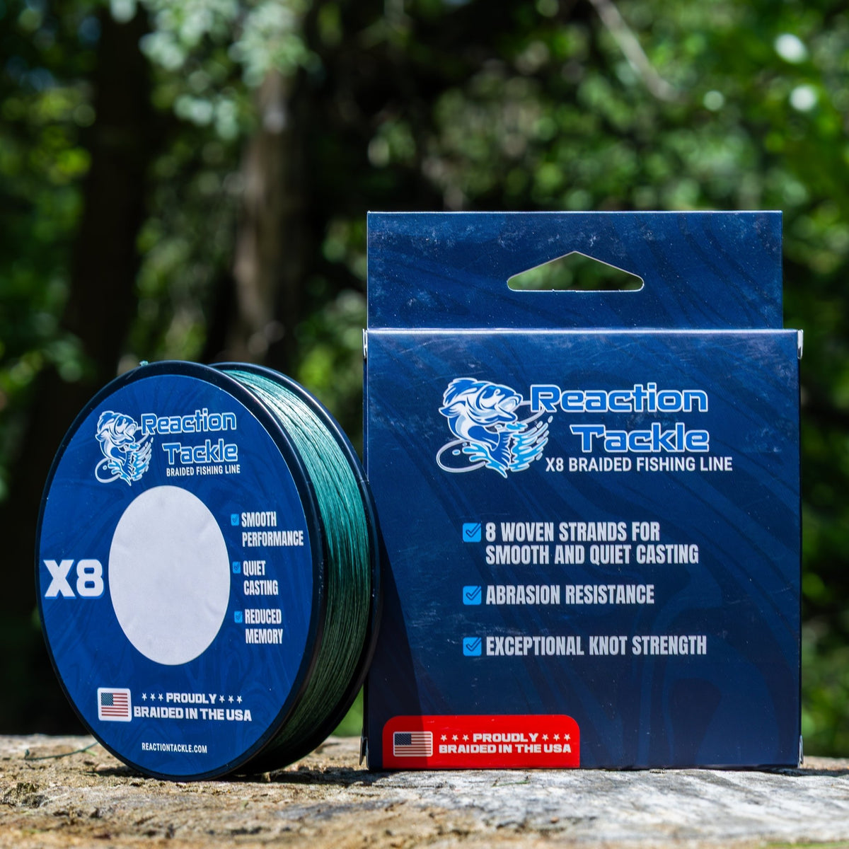 Reaction Tackle BRAIDED IN THE USA Fishing Line - 8X - NEW - Get Tight Gear