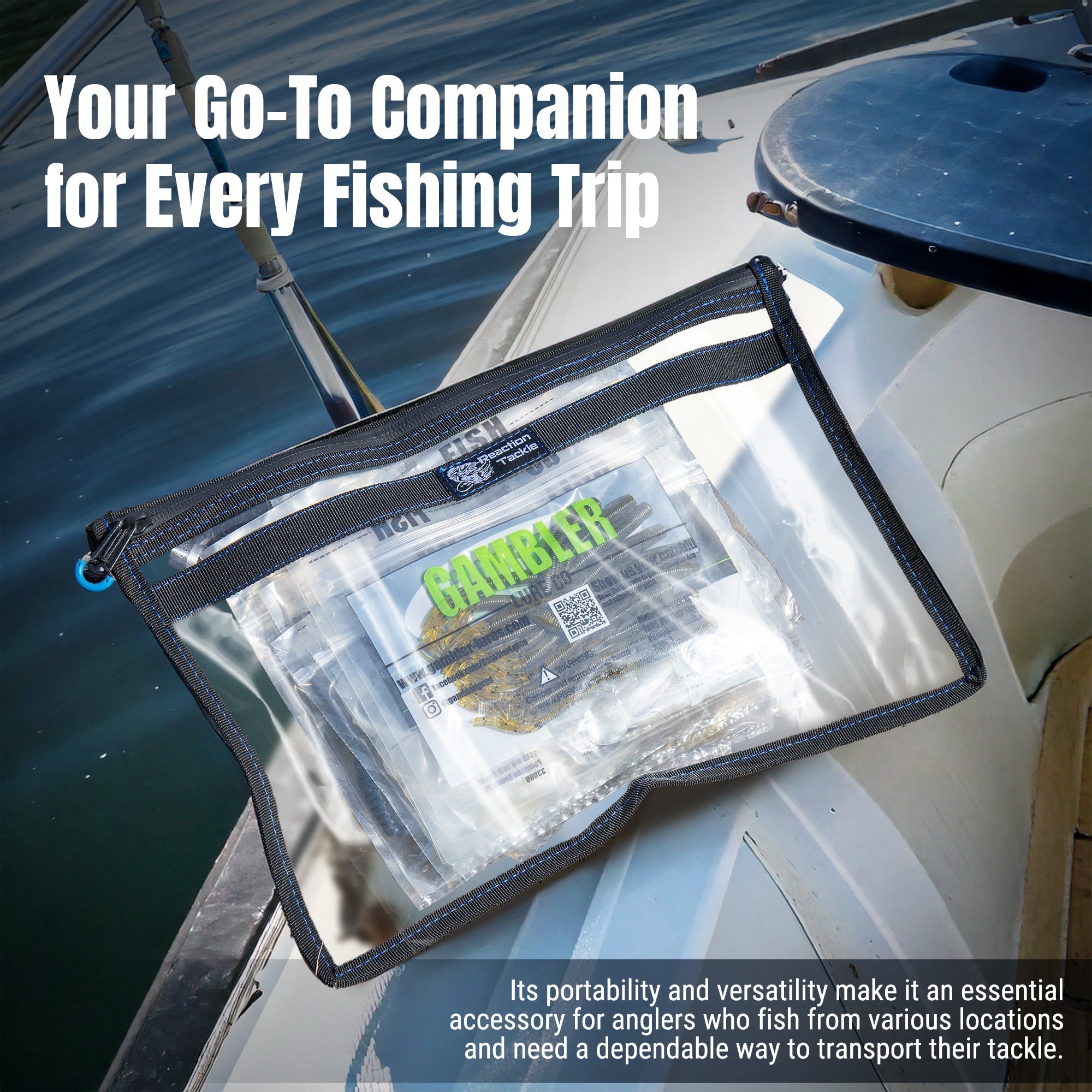 Reaction Tackle Clear Storage Bag Tackle Pak - Water - Resistant Plastic Storage - New - Get Tight Gear