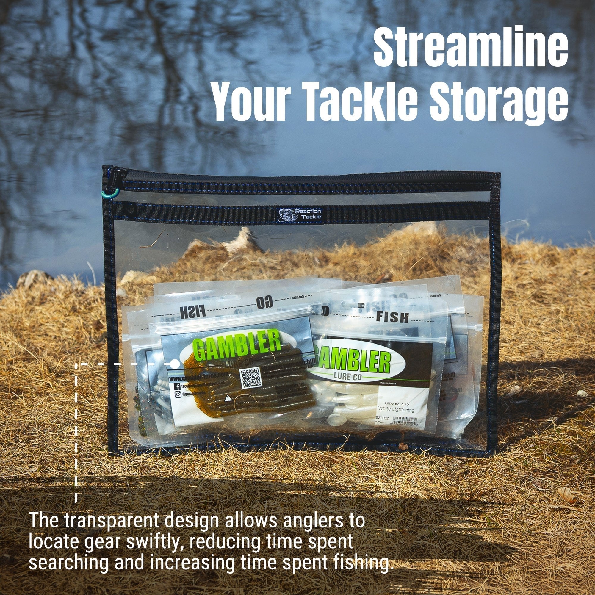 Reaction Tackle Clear Storage Bag Tackle Pak - Water - Resistant Plastic Storage - New - Get Tight Gear