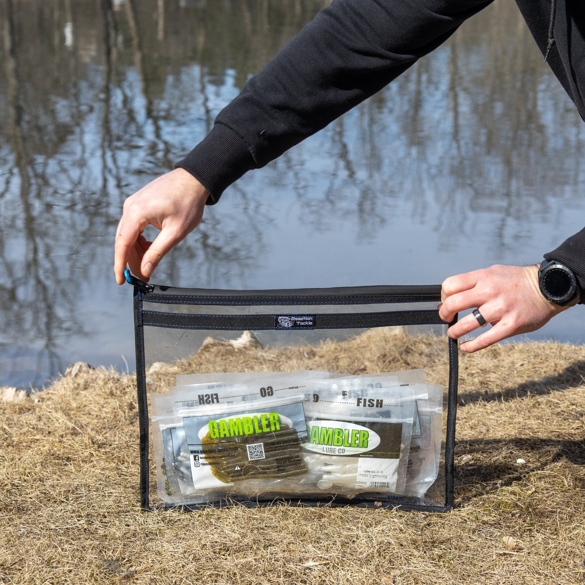 Reaction Tackle Clear Storage Bag Tackle Pak - Water - Resistant Plastic Storage - New - Get Tight Gear