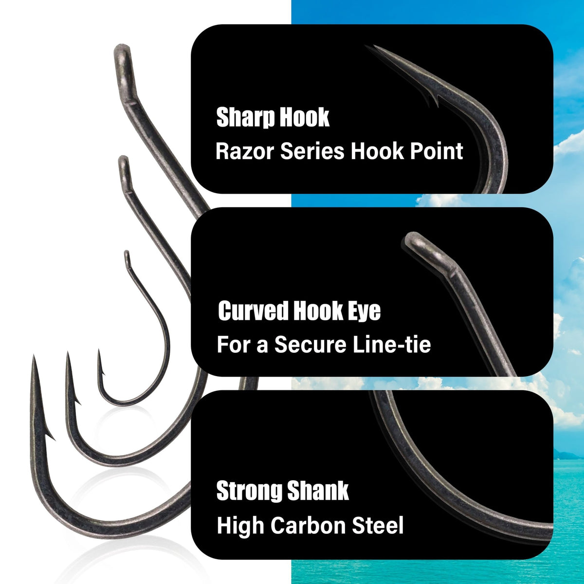 Reaction Tackle Drop Shot Hooks - Pack of 50 - Get Tight Gear