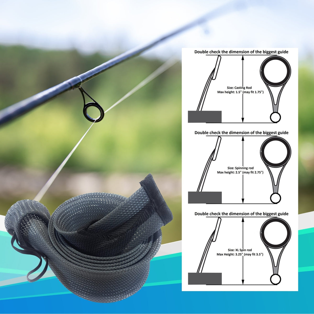 Reaction Tackle Fishing Rod Cover / Rod Sleeve / Rod Sock (2 - Pack) - Get Tight Gear
