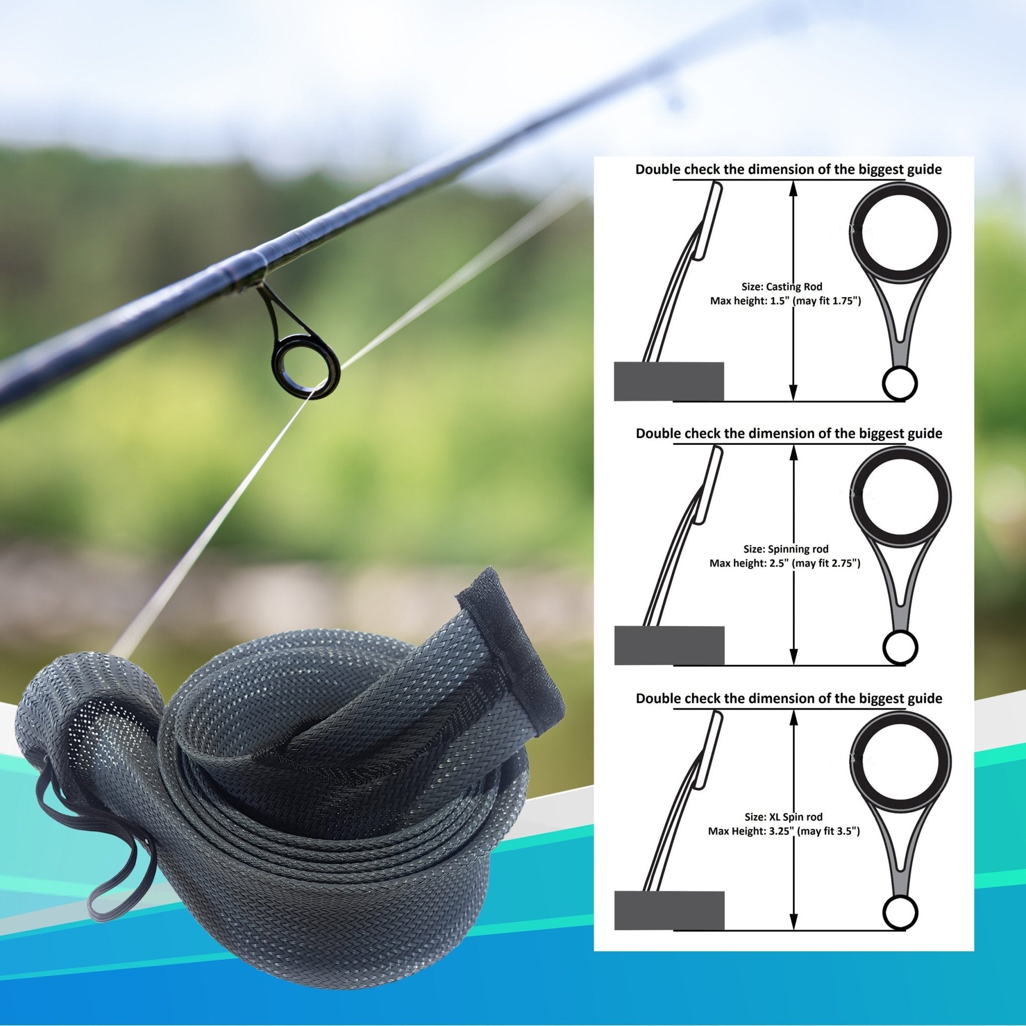 Reaction Tackle Fishing Rod Cover / Rod Sleeve / Rod Sock (2 - Pack) - Get Tight Gear