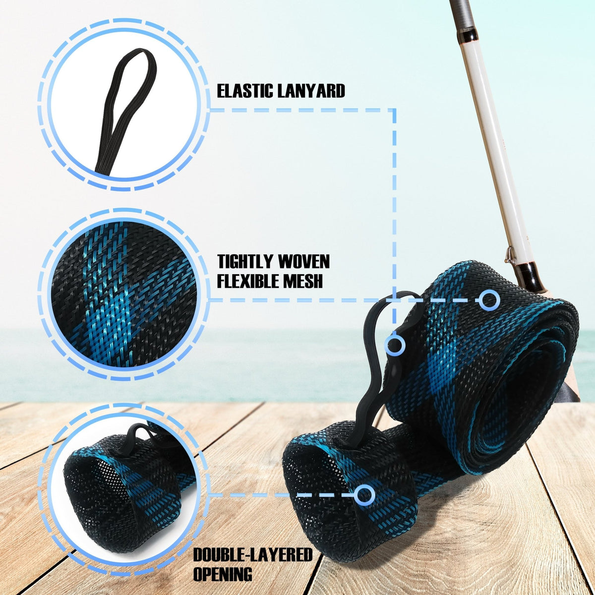 Reaction Tackle Fishing Rod Cover / Rod Sleeve / Rod Sock (2 - Pack) - Get Tight Gear