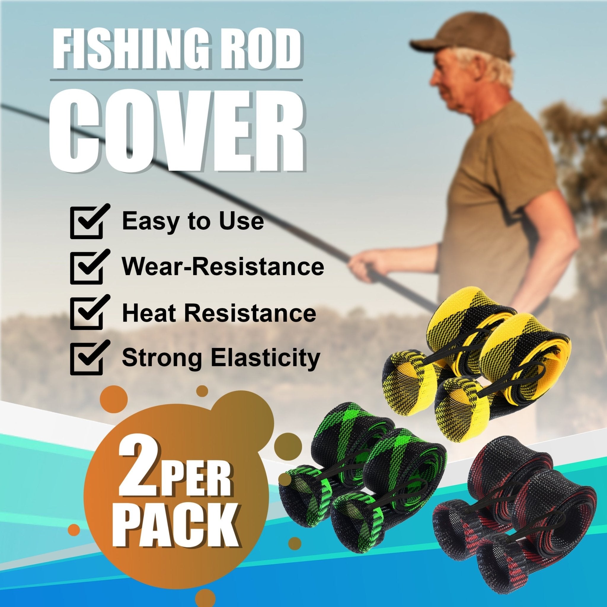 Reaction Tackle Fishing Rod Cover / Rod Sleeve / Rod Sock (2 - Pack) - Get Tight Gear