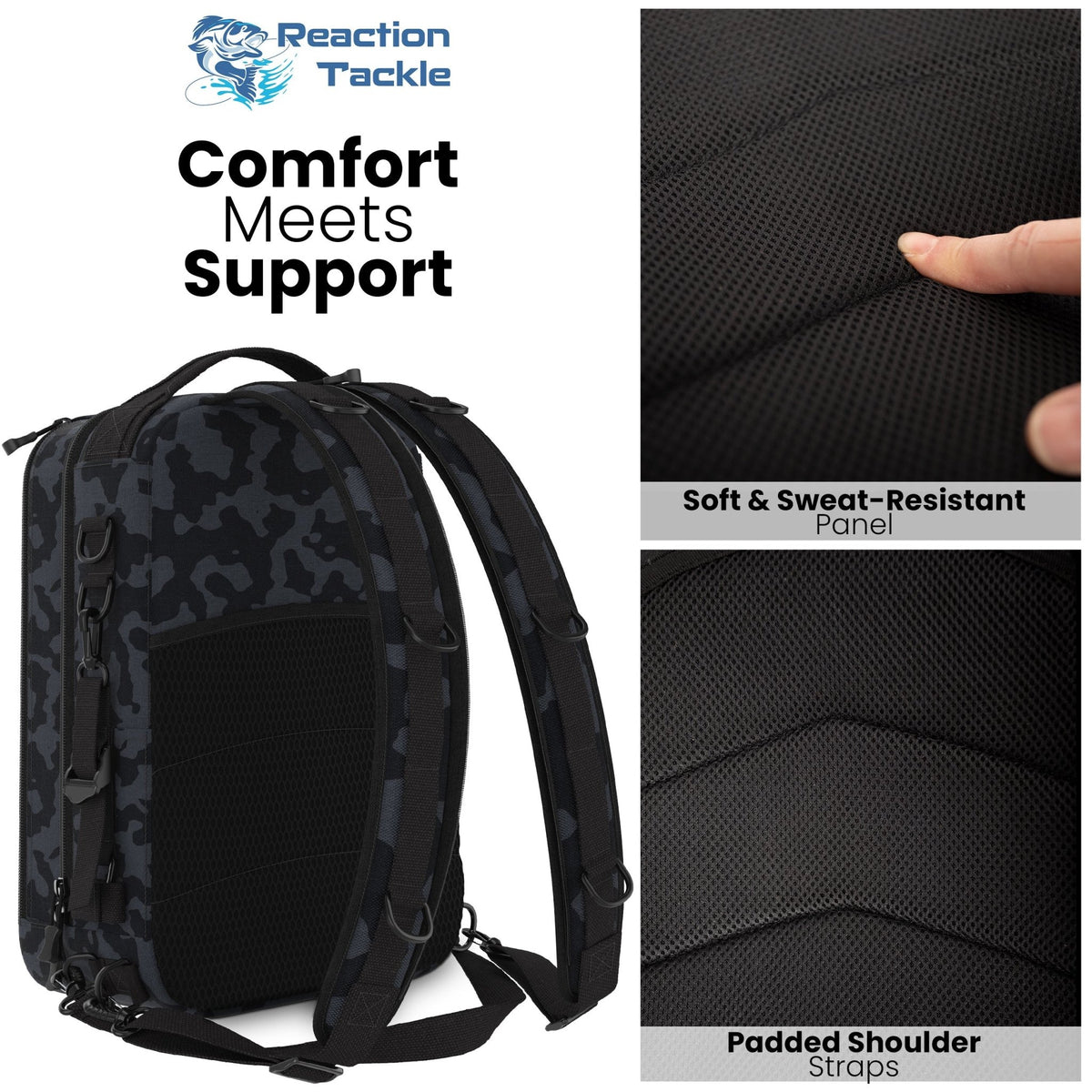 Reaction Tackle Fishing Tackle 2 - in - 1 Sling Bag/Backpack - 3 Sizes - Get Tight Gear
