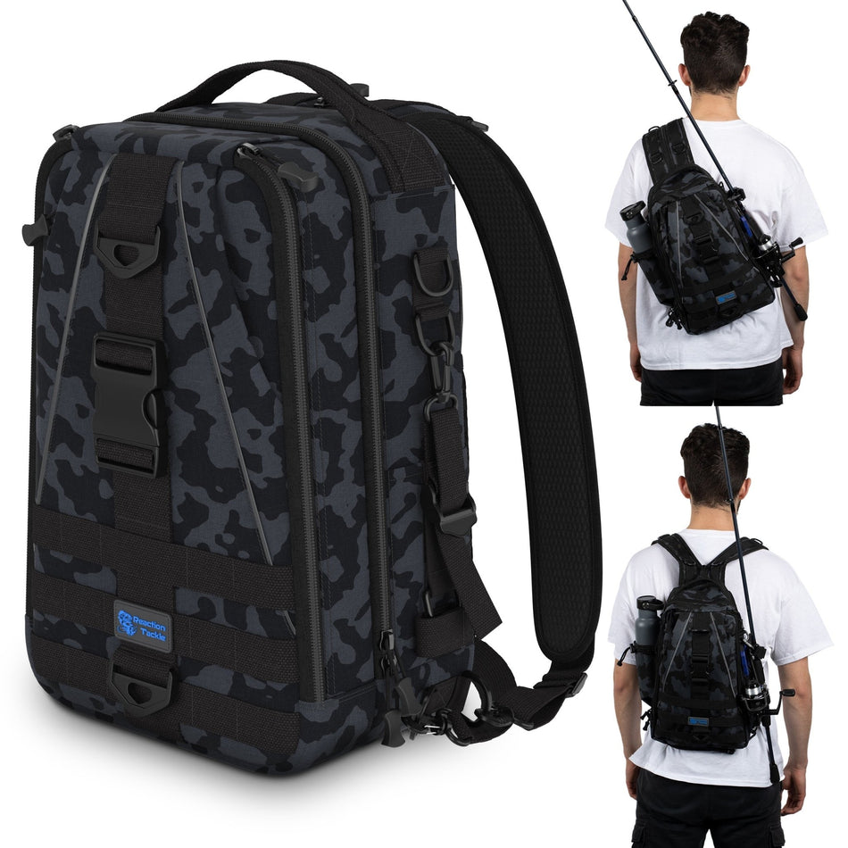 Reaction Tackle Fishing Tackle 2 - in - 1 Sling Bag/Backpack - 3 Sizes - Get Tight Gear