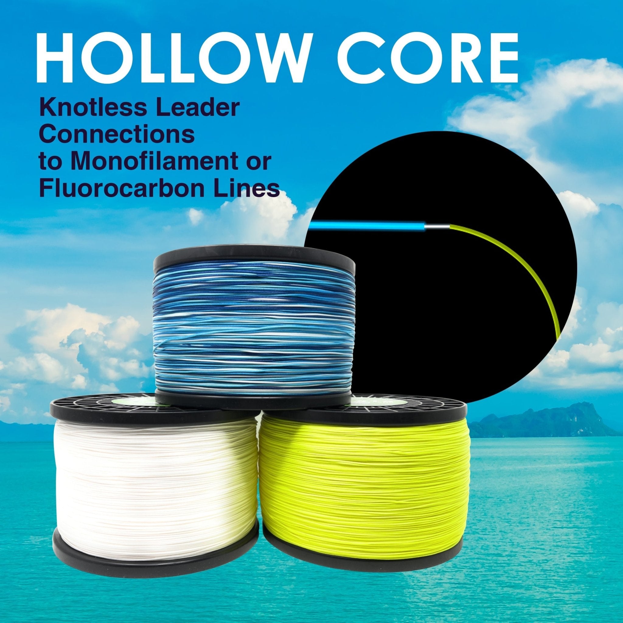 Reaction Tackle Hollow Core - 16 Strand Braided Fishing Line - Get Tight Gear