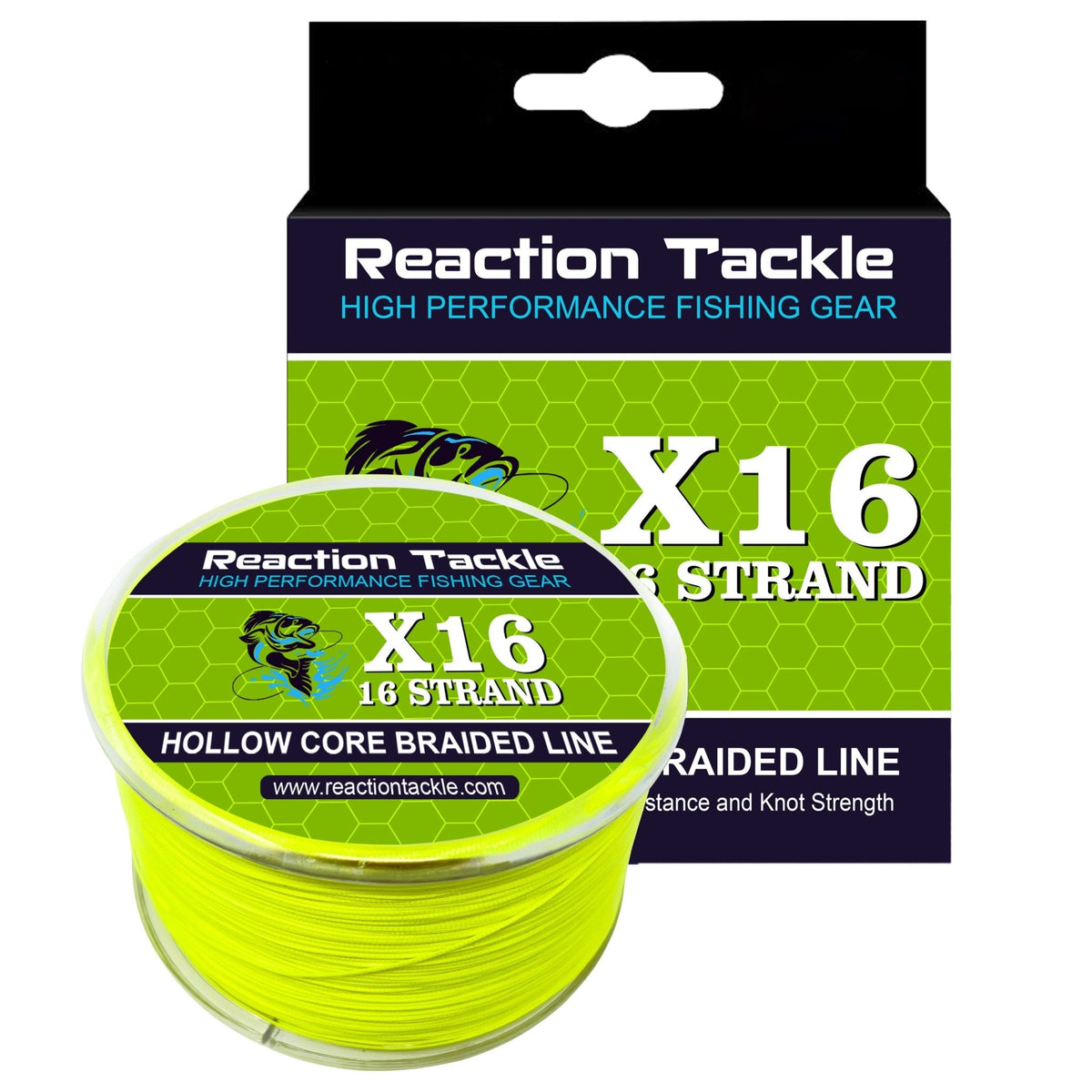 Reaction Tackle Hollow Core - 16 Strand Braided Fishing Line - Get Tight Gear