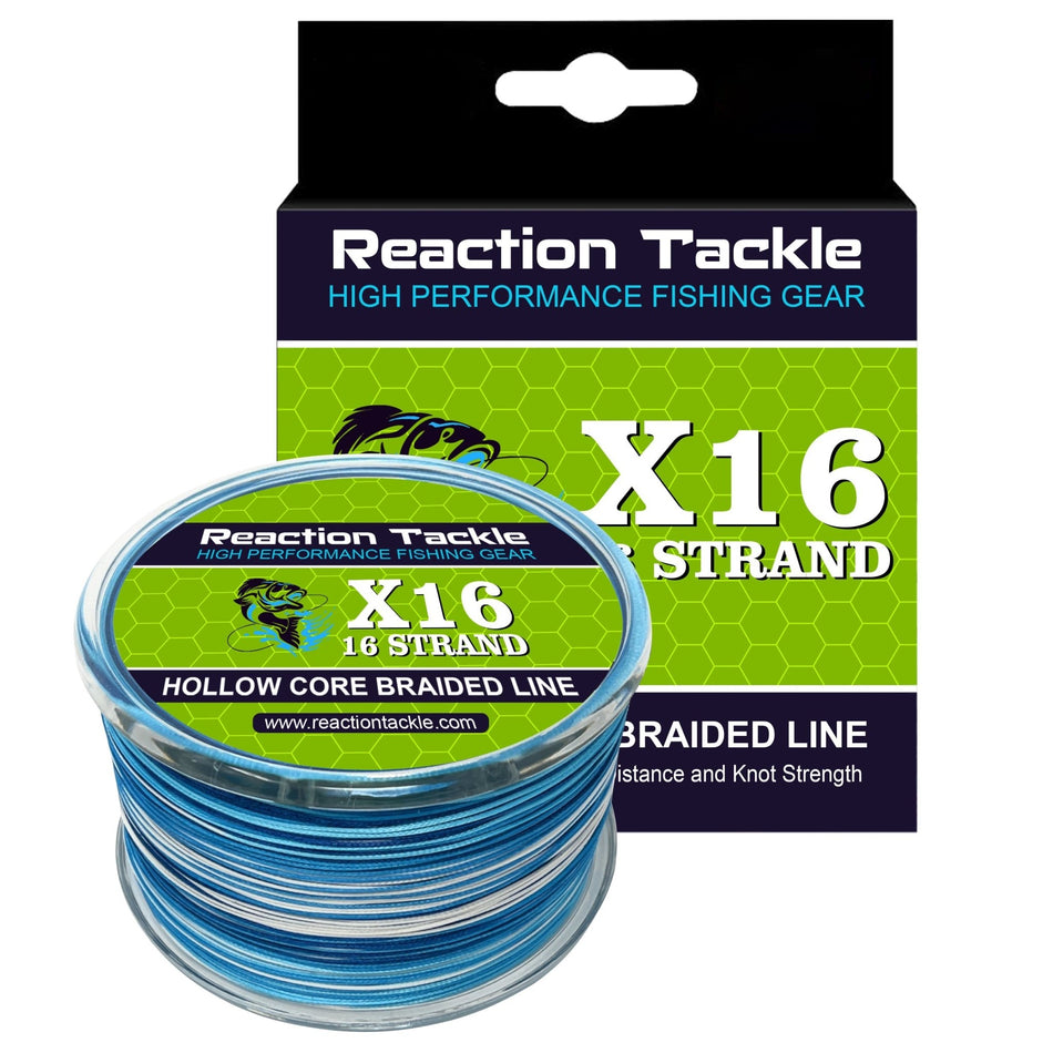 Reaction Tackle Hollow Core - 16 Strand Braided Fishing Line - Get Tight Gear