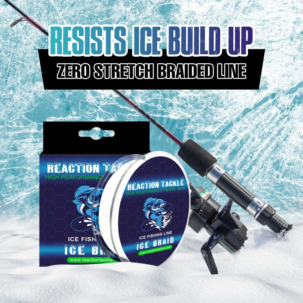 Reaction Tackle Ice Fishing Braided line - 8 Strand - Get Tight Gear