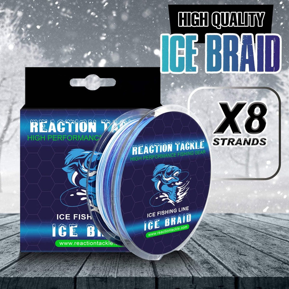 Reaction Tackle Ice Fishing Braided line - 8 Strand - Get Tight Gear