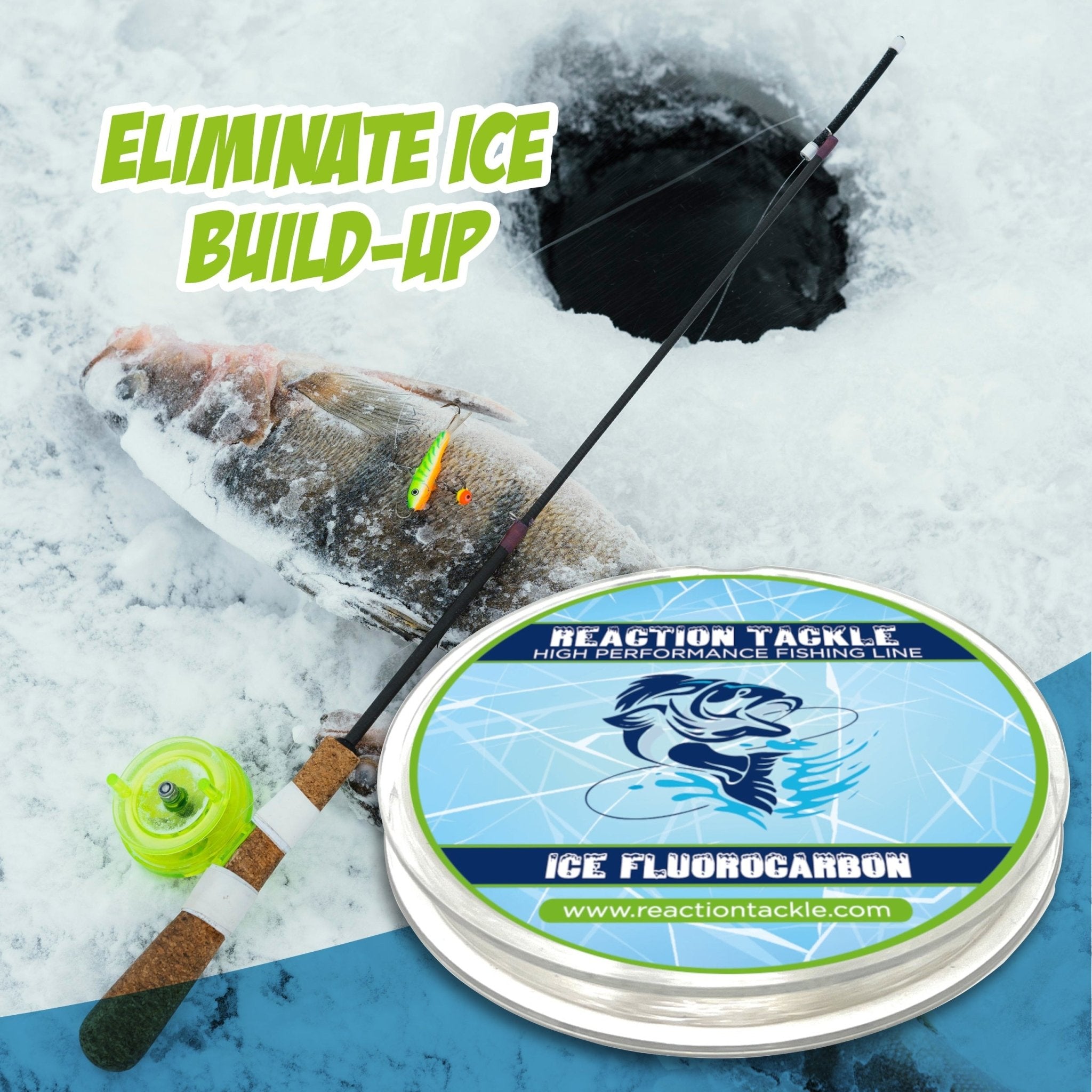 Reaction Tackle Ice Fluorocarbon Fishing Line or Leader - Get Tight Gear