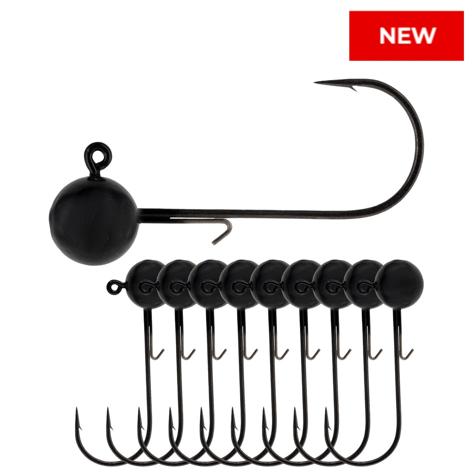 Reaction Tackle Lead Ball Jigs (10 - Pack) – Premium Round Jig Heads for Soft Plastics - New - Get Tight Gear