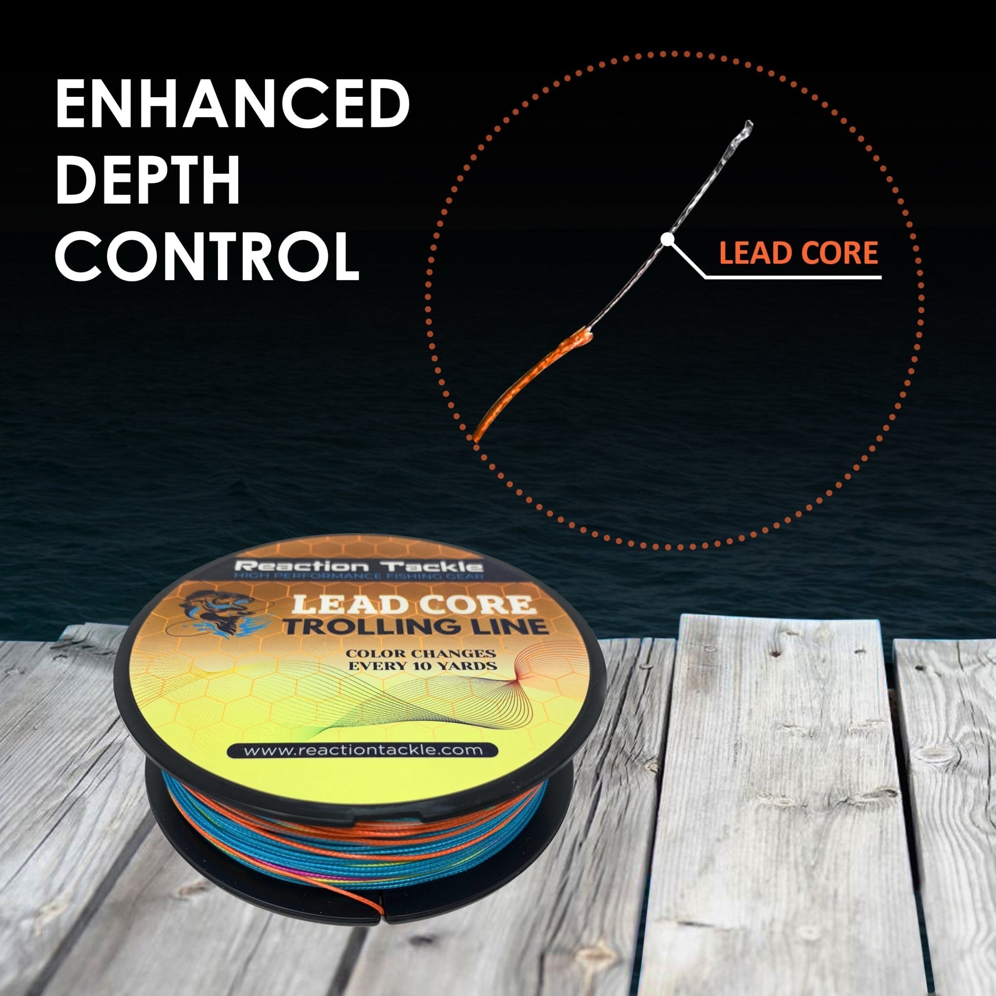 Reaction Tackle Lead Core Metered Trolling Braided Line - Get Tight Gear