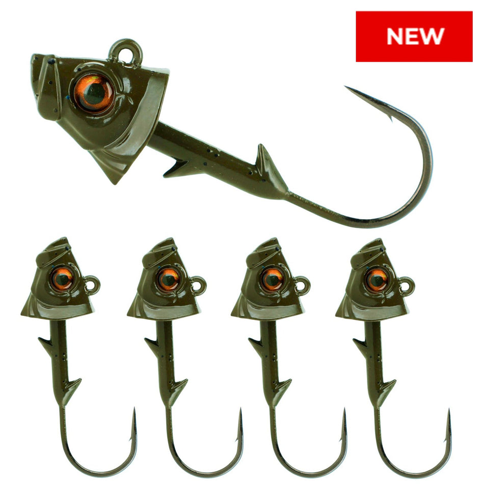 Reaction Tackle Lead Fish Head Jigs - 5 - PACK - New - Get Tight Gear
