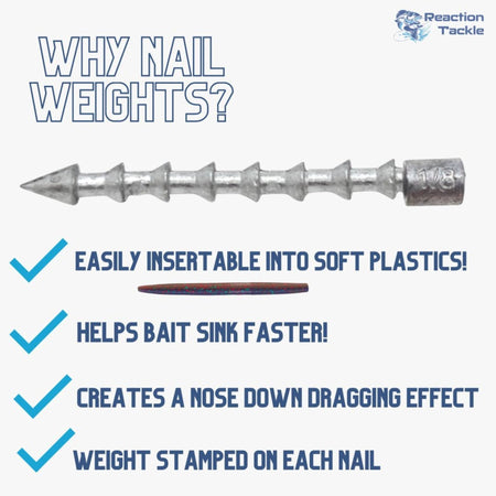 Reaction Tackle Lead Nail Weights/Insert Sinkers - Get Tight Gear