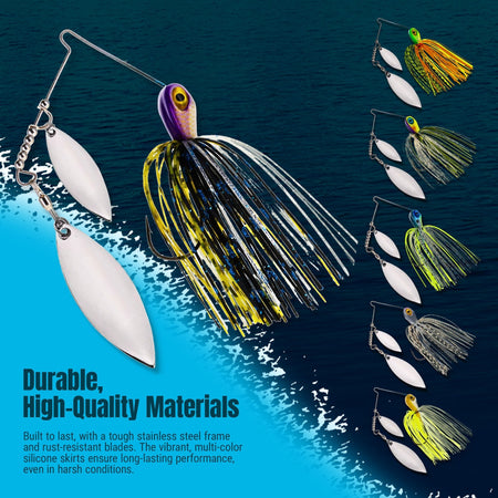 Reaction Tackle Lead Spinnerbait Jigs – 3 - Pack, Double Willow Blade - New - Get Tight Gear
