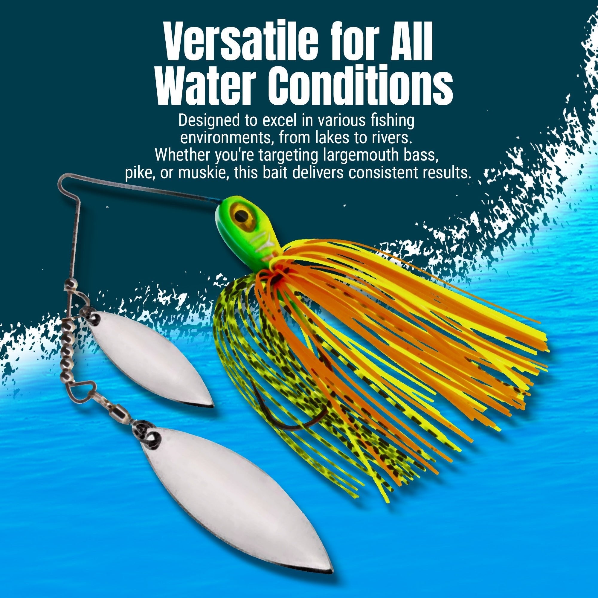 Reaction Tackle Lead Spinnerbait Jigs – 3 - Pack, Double Willow Blade - New - Get Tight Gear