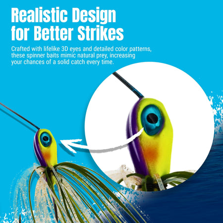 Reaction Tackle Lead Spinnerbait Jigs – 3 - Pack, Double Willow Blade - New - Get Tight Gear