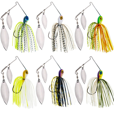 Reaction Tackle Lead Spinnerbait Jigs – 3 - Pack, Double Willow Blade - New - Get Tight Gear