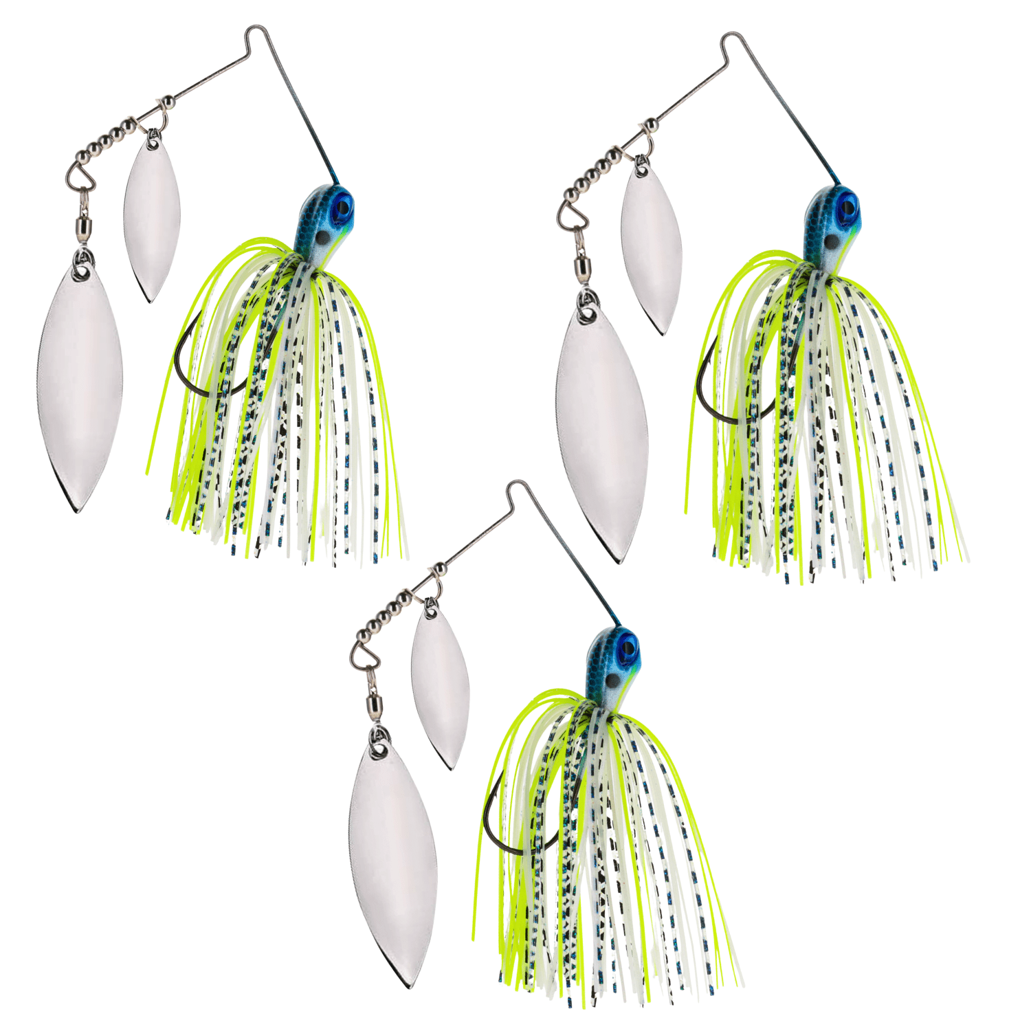Reaction Tackle Lead Spinnerbait Jigs – 3 - Pack, Double Willow Blade - New - Get Tight Gear