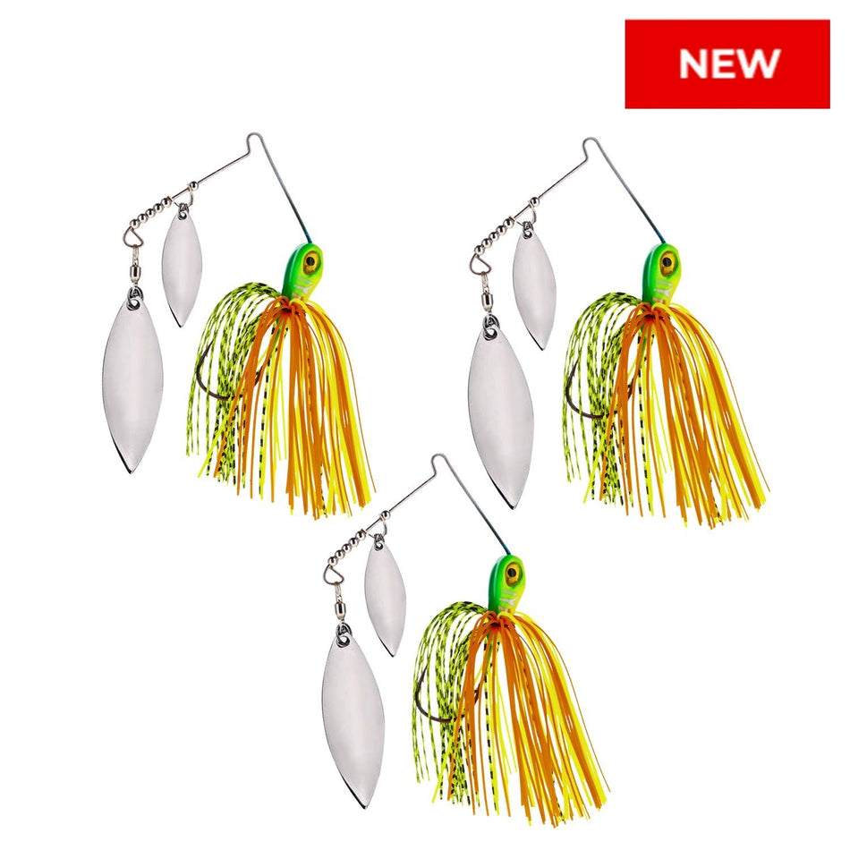 Reaction Tackle Lead Spinnerbait Jigs – 3 - Pack, Double Willow Blade - New - Get Tight Gear