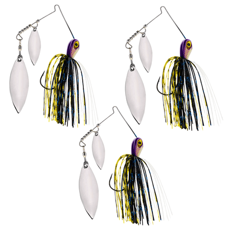 Reaction Tackle Lead Spinnerbait Jigs – 3 - Pack, Double Willow Blade - New - Get Tight Gear