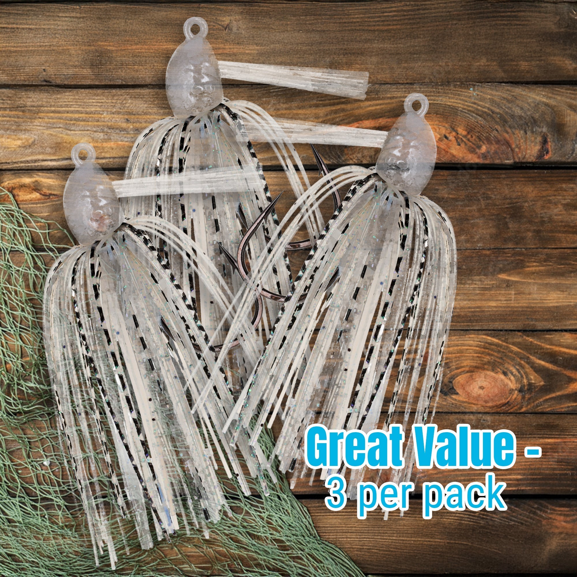 Reaction Tackle Lead Swim Jigs – Premium Weedless Bass Fishing Lures - 3 Pack - New - Get Tight Gear