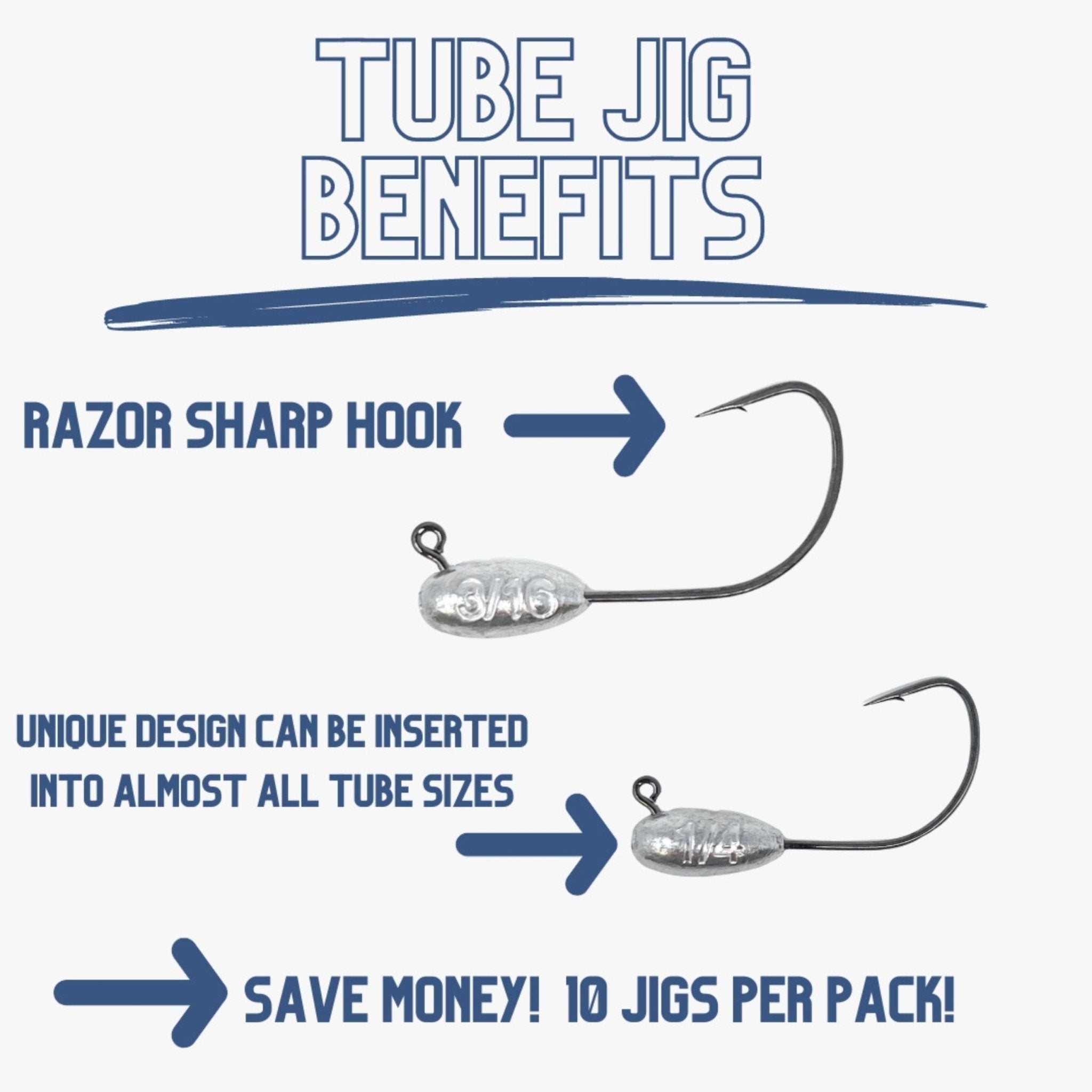 Reaction Tackle Lead Tube Jig Heads - 10 - Pack - Get Tight Gear