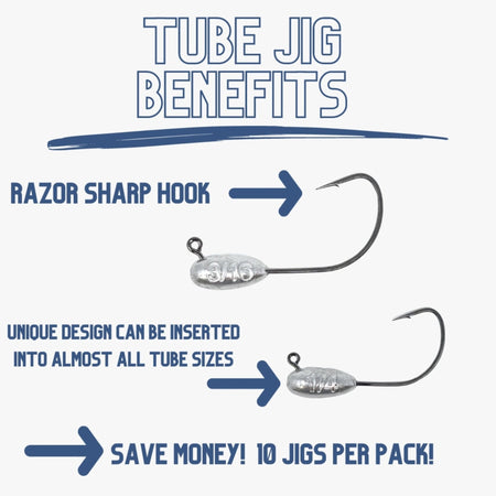 Reaction Tackle Lead Tube Jig Heads - 10 - Pack - Get Tight Gear