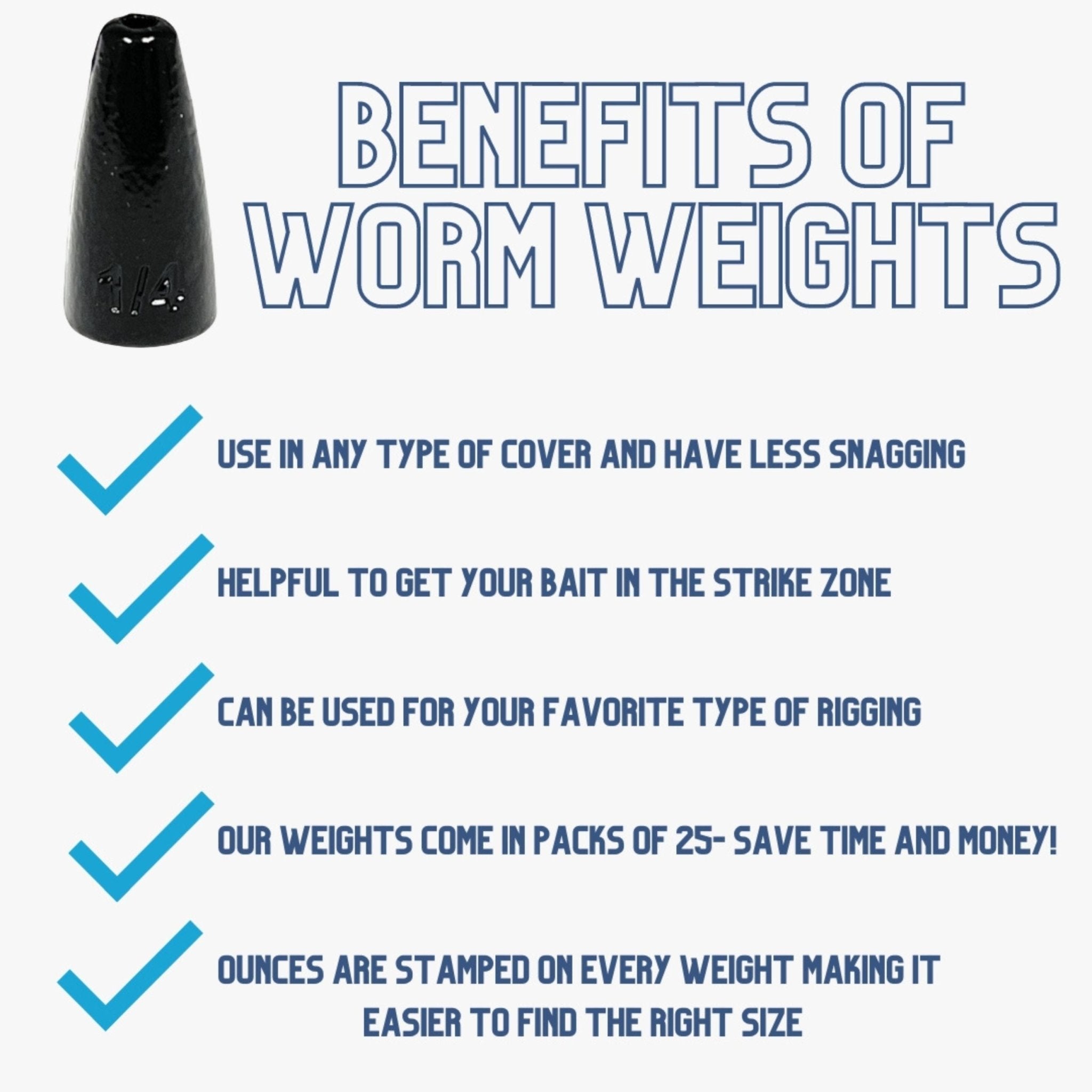 Reaction Tackle Lead Worm Weights (25 pack) - Get Tight Gear