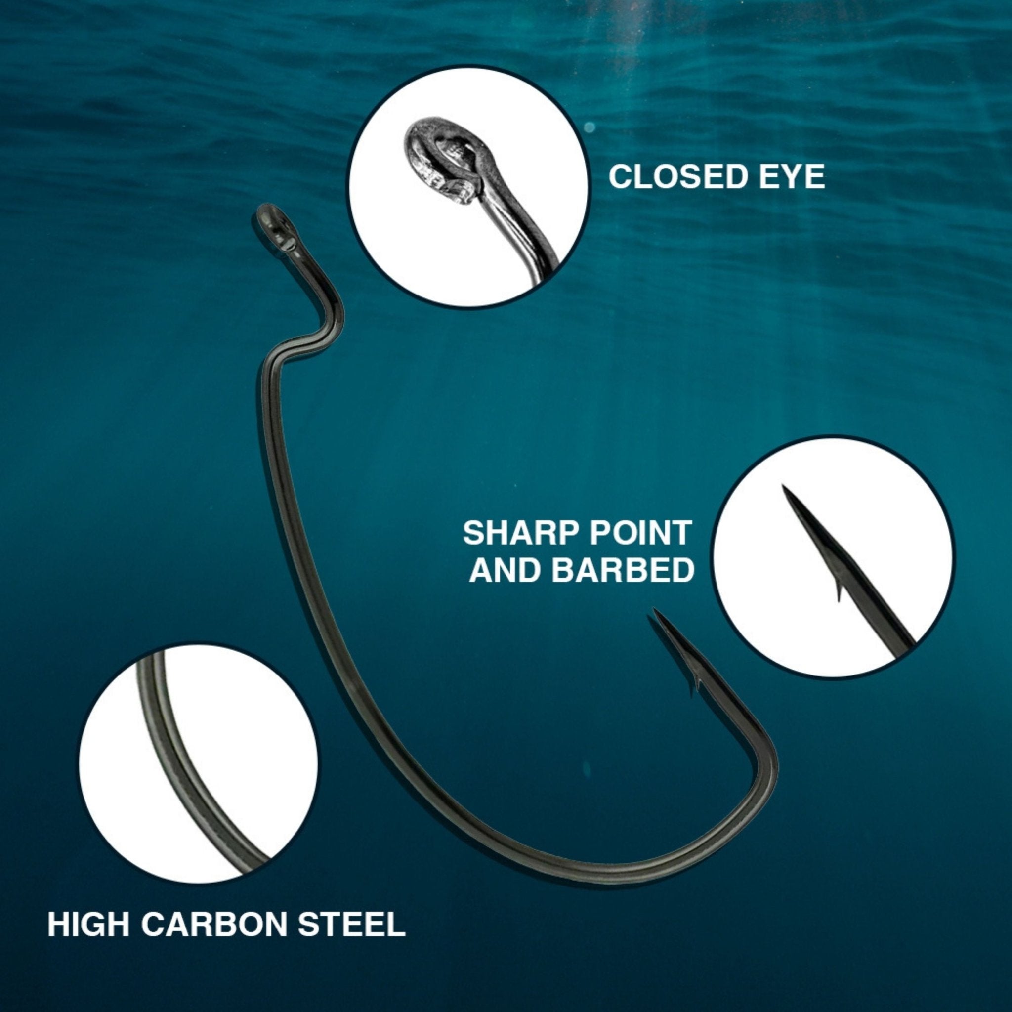Reaction Tackle Offset EWG Worm Hooks (25 - Pack) - Get Tight Gear