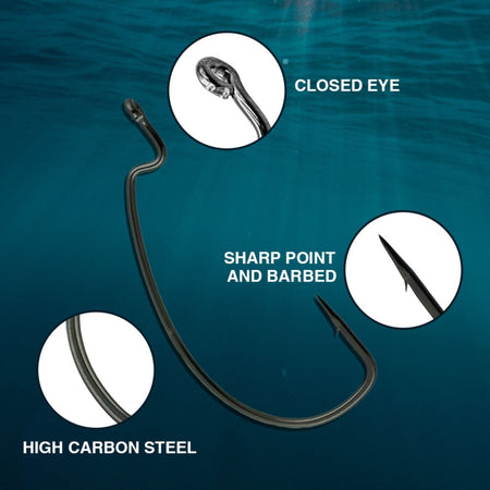 Reaction Tackle Offset EWG Worm Hooks (25 - Pack) - Get Tight Gear