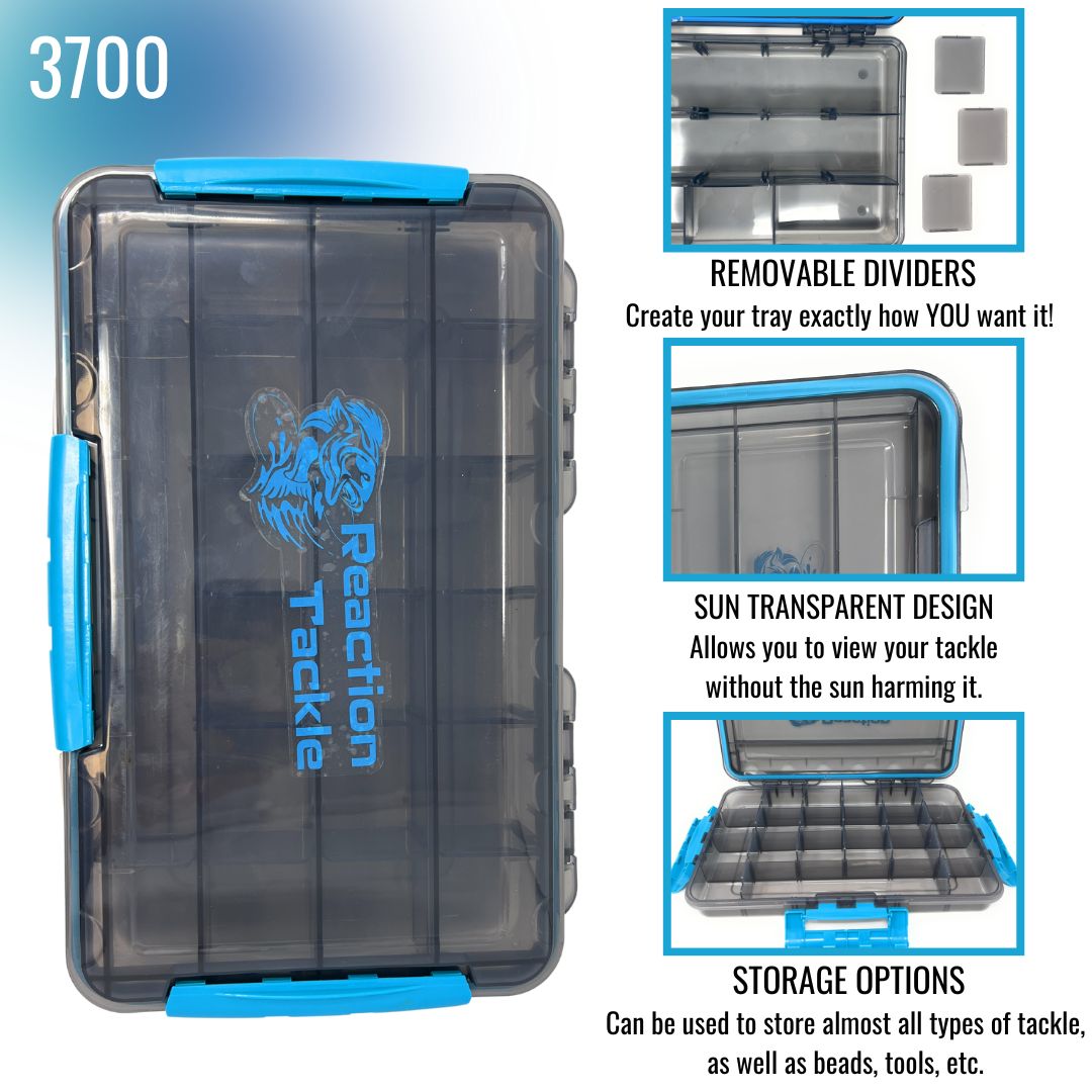 Reaction Tackle Premium Tackle Tray - High Performance and Waterproof with 3 Resilient Clips - Get Tight Gear
