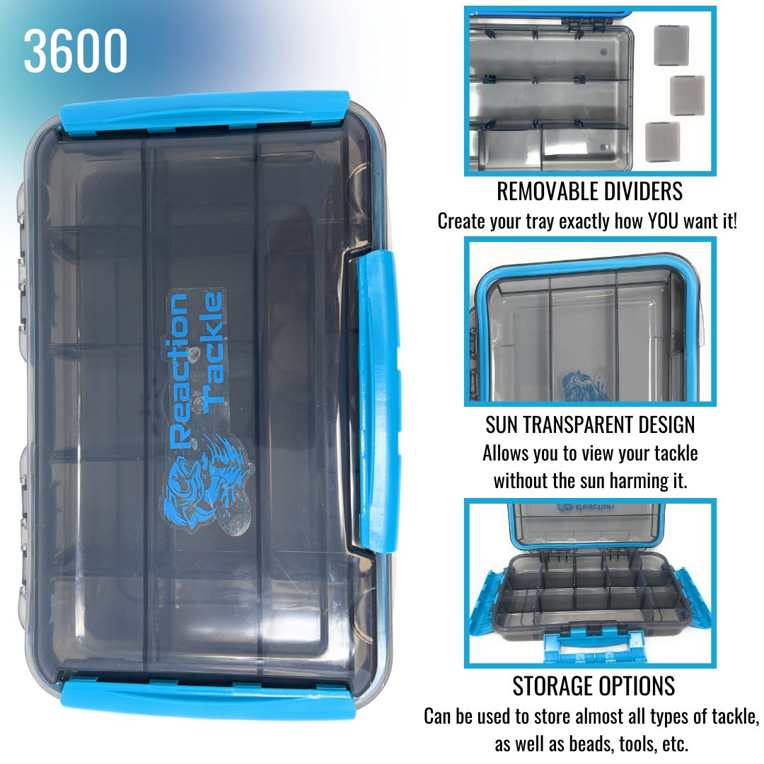 Reaction Tackle Premium Tackle Tray - High Performance and Waterproof with 3 Resilient Clips - Get Tight Gear