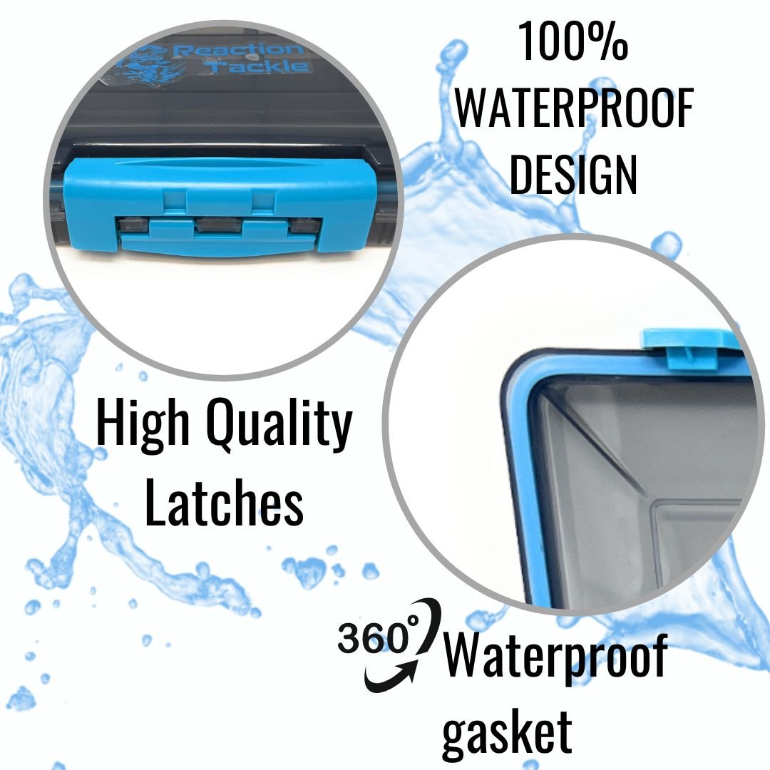 Reaction Tackle Premium Tackle Tray - High Performance and Waterproof with 3 Resilient Clips - Get Tight Gear