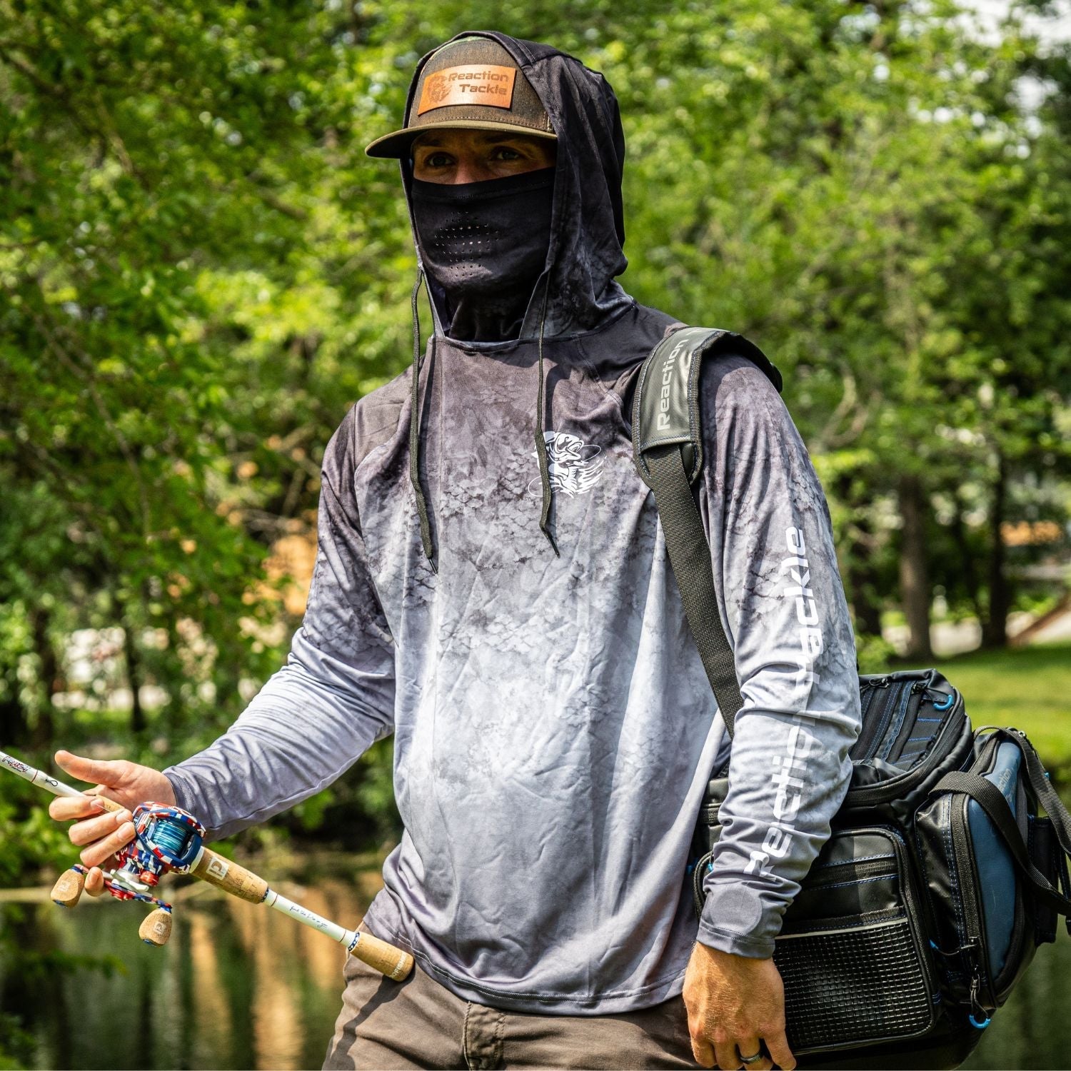 Reaction Tackle SPF UPF 50+ Long Sleeve/Hood/Gaiter Fishing Shirt - Get Tight Gear