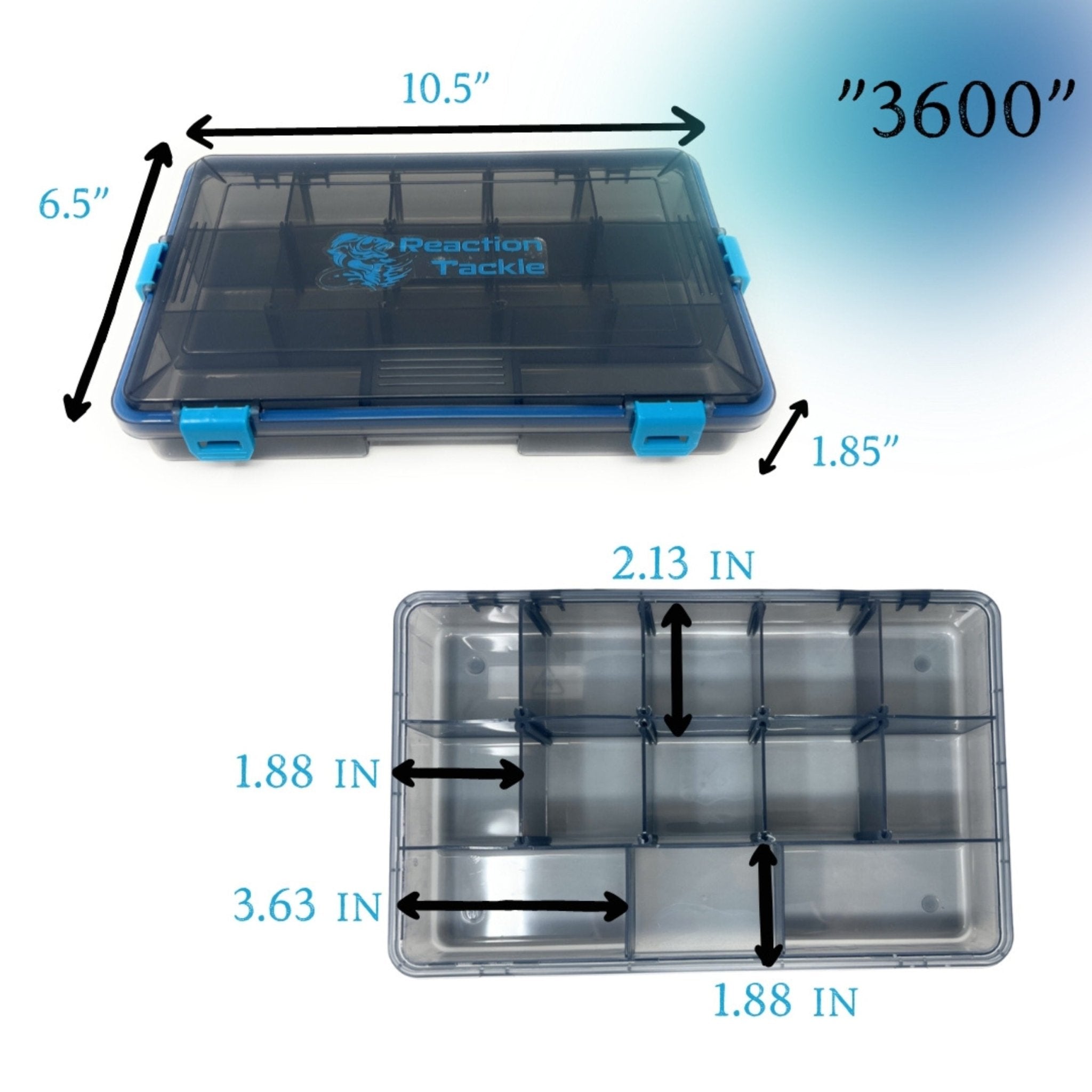 Reaction Tackle Standard Tackle Tray - Sturdy and Waterproof with 4 Reliable Clips - Get Tight Gear