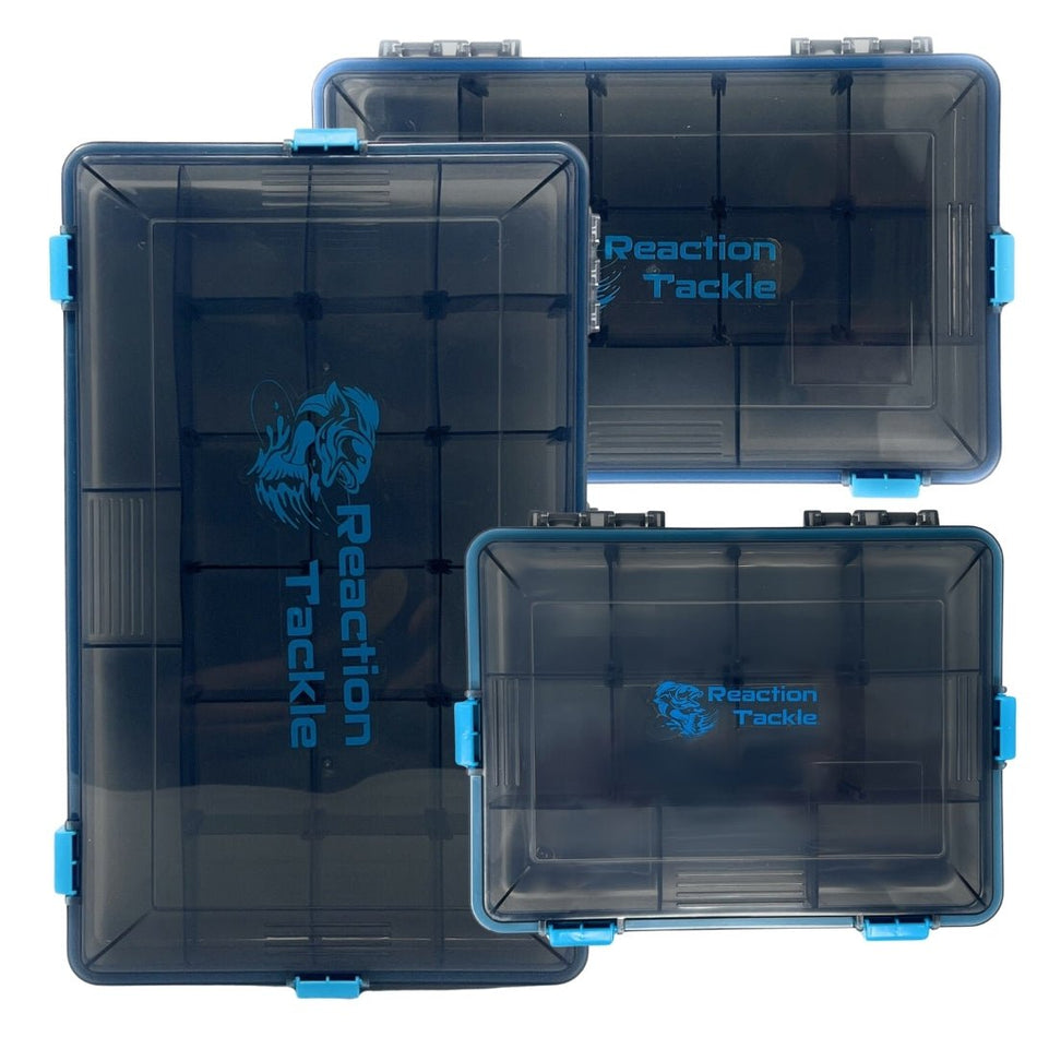 Reaction Tackle Standard Tackle Tray - Sturdy and Waterproof with 4 Reliable Clips - Get Tight Gear