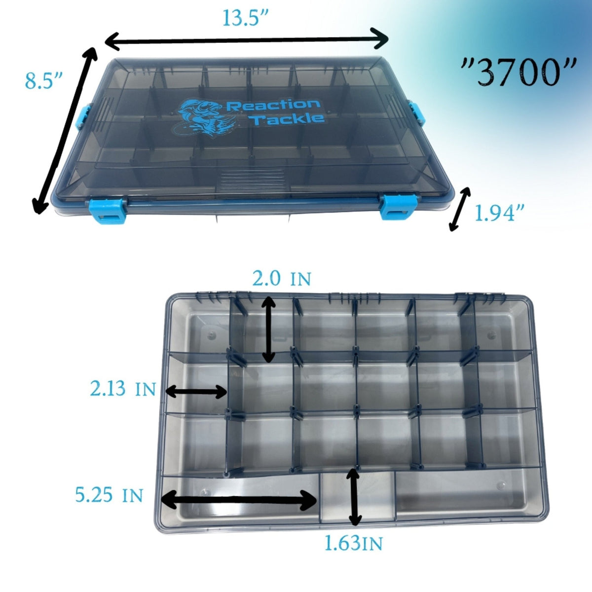Reaction Tackle Standard Tackle Tray - Sturdy and Waterproof with 4 Reliable Clips - Get Tight Gear