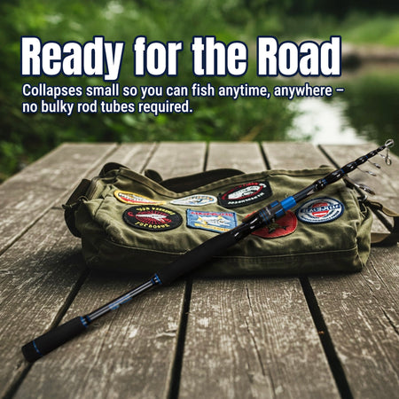Reaction Tackle Telescopic Spinning Rod – Carbon Travel Fishing Rod – Collapsible Rod for Freshwater and Saltwater - NEW - Get Tight Gear