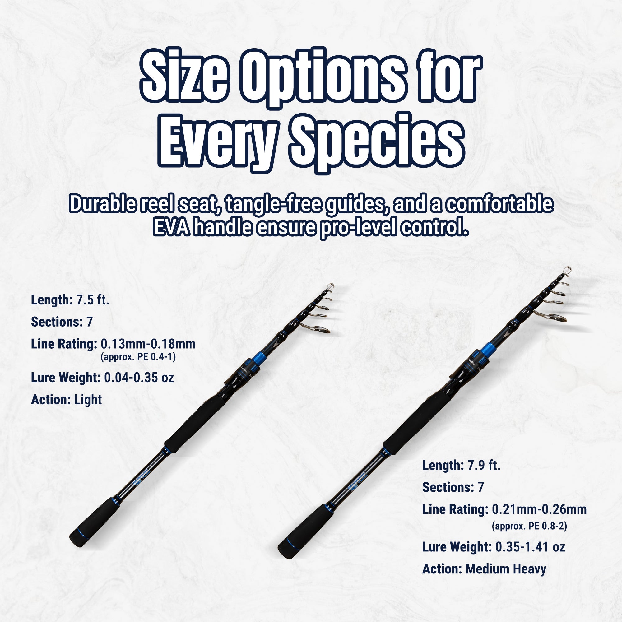 Reaction Tackle Telescopic Spinning Rod – Carbon Travel Fishing Rod – Collapsible Rod for Freshwater and Saltwater - NEW - Get Tight Gear