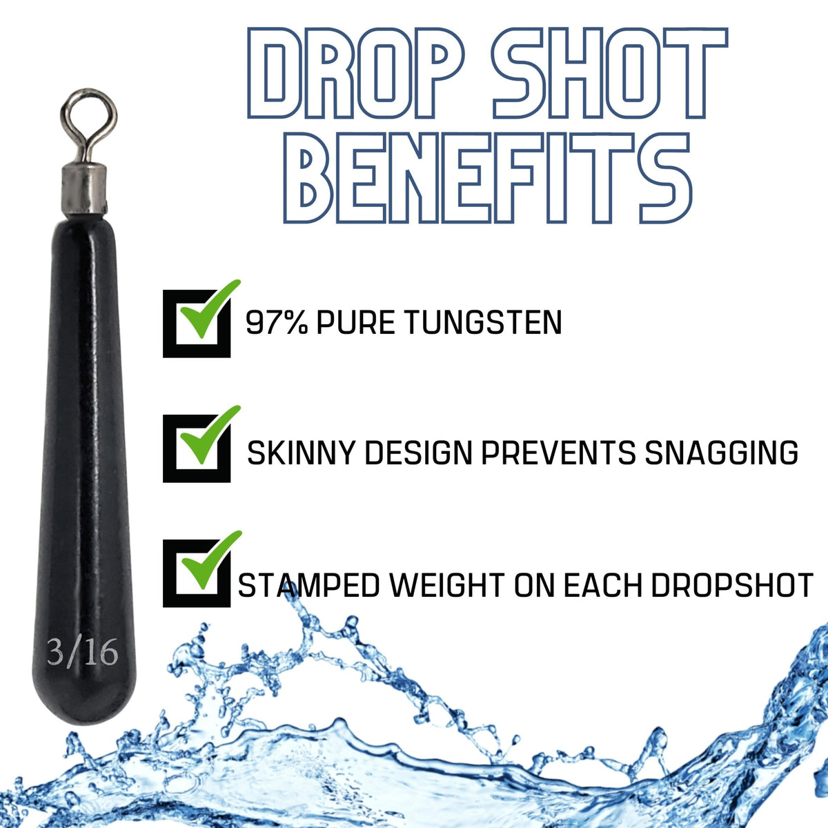 Reaction Tackle Tungsten Drop Shot Weights - Get Tight Gear