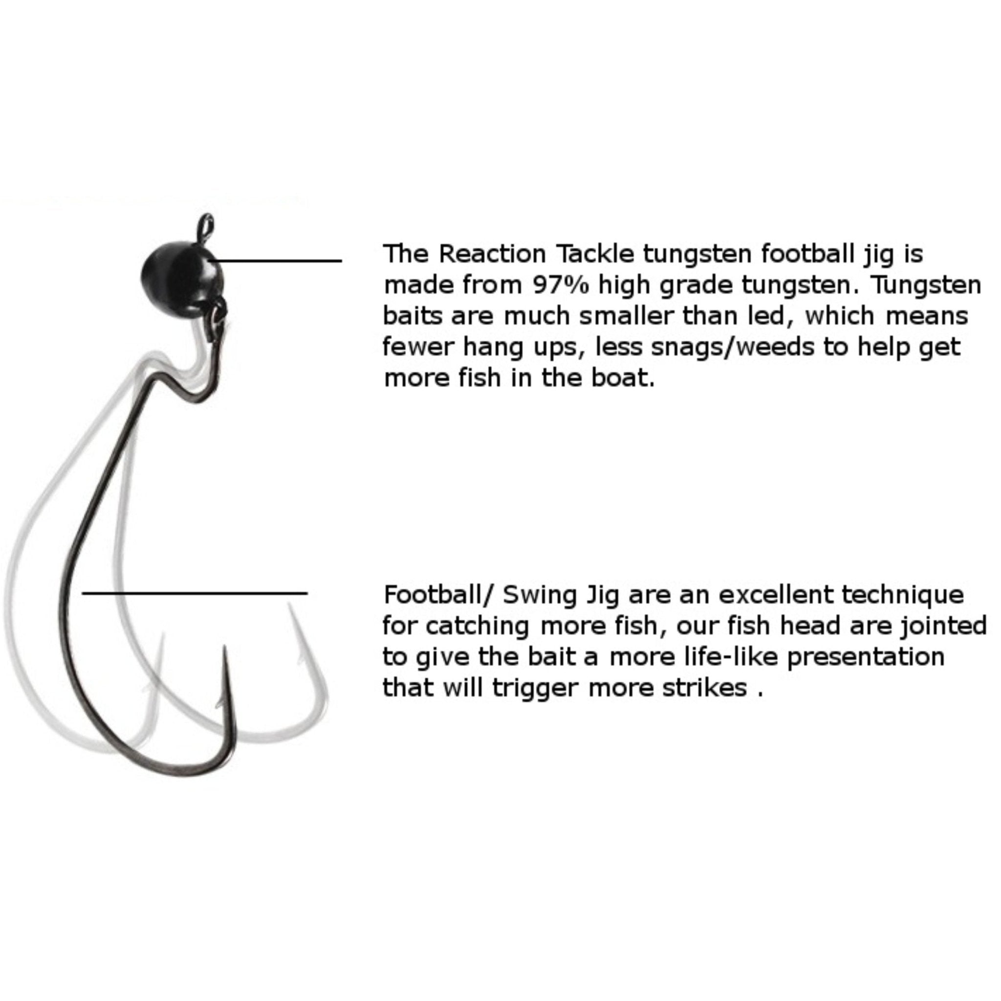 Reaction Tackle Tungsten Football/Swing Jig Heads - 3 - Pack - Get Tight Gear